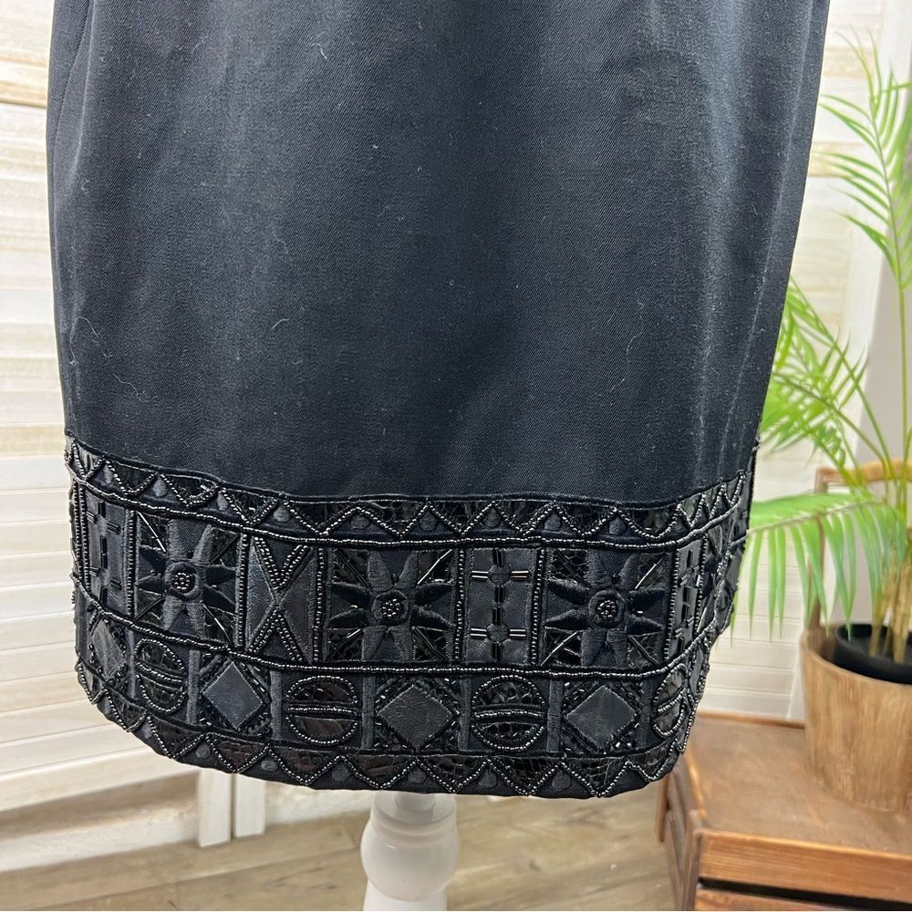 Vintage ERAZ Embellished Beaded Black Wool Skirt 10 - Picture 2 of 9